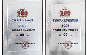 川恒·微資訊 | 喜訊！鵬越生態(tài)榮登2025年“廣西民營企業(yè)100強”及“廣西民營企業(yè)制造業(yè)100強”榜單